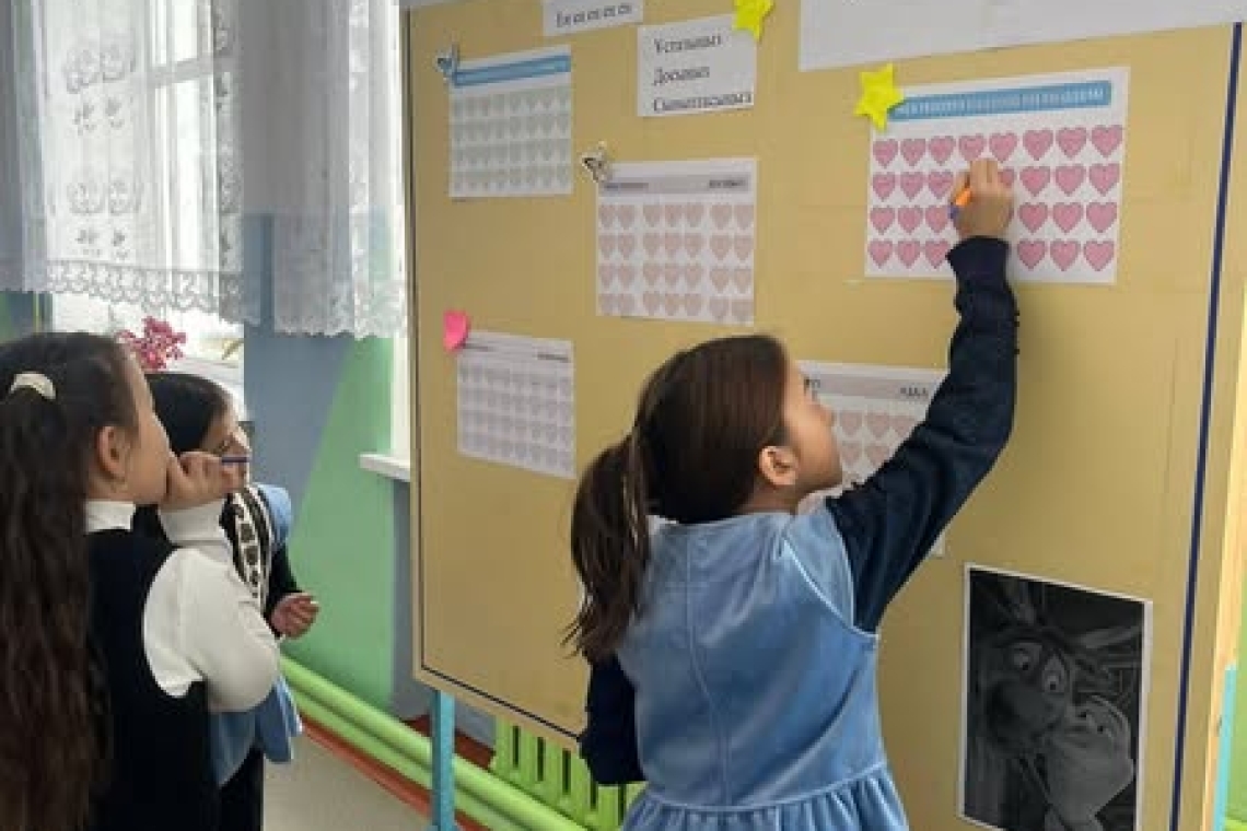 Сырымбет орта мектебінің психологы Бакрамова Б.А  және  тәжірибеден өтуші Айтпаева А. М  оқушылармен психологиялық тренинг өткізді. Мақсаты:Оқушыларды тренинг арқылы адам бойындағы жақсы қасиеттерді айыра білуге үйрету. Әр сынып оқушылары белсене қатысты.